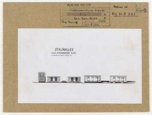 Wettbewerb II. Bauabschnitt der Karl-Marx-Allee: Ansichtszeichnung Südseite. Berlin, Mitte/Friedrichshain, Stalinallee (vor 1949 Frankfurter Allee, seit 1961 Karl-Marx-Allee)/Strausberger Platz/Alexanderplatz/Schillingstraße