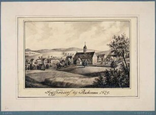 Ansicht von Seifersdorf bei Rabenau und Dippoldiswalde mit der Kirche