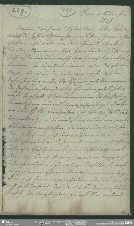 Eigenh. Briefkonzept von August Wilhelm von Schlegel an Friedrich von Schlegel, Bonn, 15.06.1828