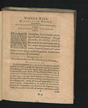Vindice Fato. Disputatio Prima. Respondente Michaele Henrici.