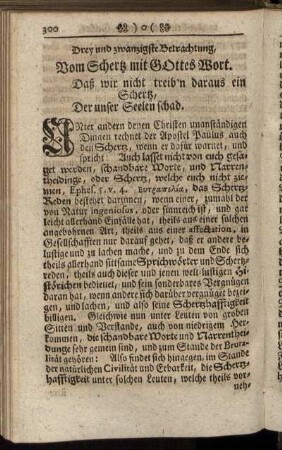 Drey und zwanzigste Betrachtung, Vom Schertz mit Gottes Wort.