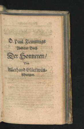 Anderes Buch Der Sonneten/ von Allerhand Glückwünschungen.