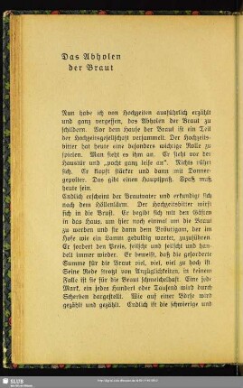 Das Abholen der Braut