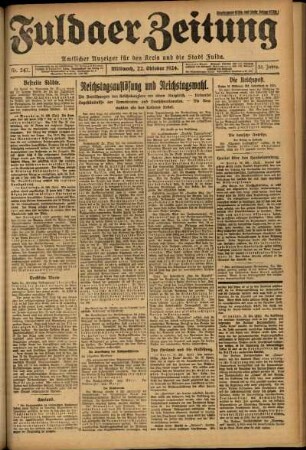 Erste Ausgabe vom Mittwoch, den 22. Oktober 1924.