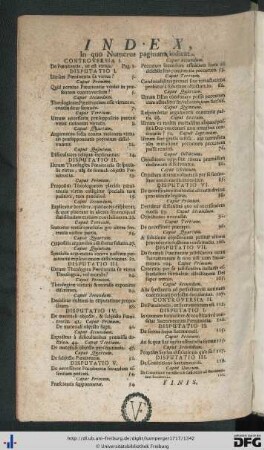 Index Disputationum et Capitum.