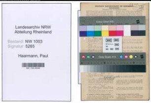 Entnazifizierung Paul Haarmann , geb. 24.12.1888 (Stadtinspektor)