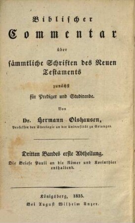 Biblischer Commentar über sämmtliche Schriften des Neuen Testaments : zunächst für Prediger und Studirende, 3,2