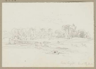 Landschaft, im Hintergrund die Villa Borghese