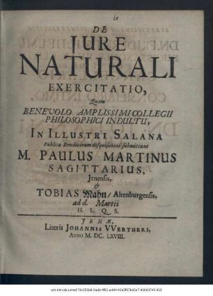 De Iure Naturali Exercitatio