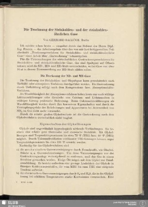 Die Trocknung der Steinkohlen- und der steinkohlenähnlichen Gase