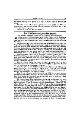 Der Achtstundentag und die Jugend