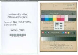 Entnazifizierung Albert Surkus , geb. 20.04.1921 (Verkaeufer)