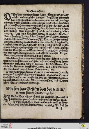 Wie fern das Gestirn von der Erden/und jeder Planet/sampt deren grösse