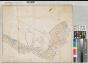 Lippe-Ems-Kanal projektierter Kanal Nivellementszug von Kumpmann in Mecklenbeck bis ins Kittelfeld 1819 200 Ruten = 15 cm 48 x 59 kol. Zeichnung Meyer, Geometer KSM IV Nr. 106