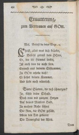 Ermunterung, zum Vertrauen auf Gott