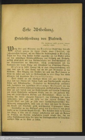 Erste Abtheilung. Ortsbeschreibung von Blasewitz