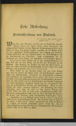 Erste Abtheilung. Ortsbeschreibung von Blasewitz