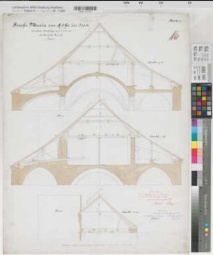Soest (Soest) Hohnekirche (St. Maria zur Höhe) Blatt 4 Querschnitte durch das Dach 1886/87 1 : 50 57 x 73 1886/87 Westphal Staatshochbauamt Soest