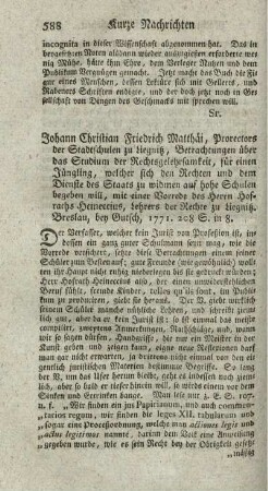 Betrachtungen über das Studium der Rechtsgelehrsamkeit.
