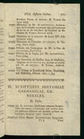 IX. Scriptores Historiae Germanicae Generales