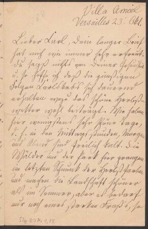 Brief von Malwida von Meysenbug an Carl von Meysenbug