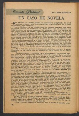 Un caso de novela : Cuento policial