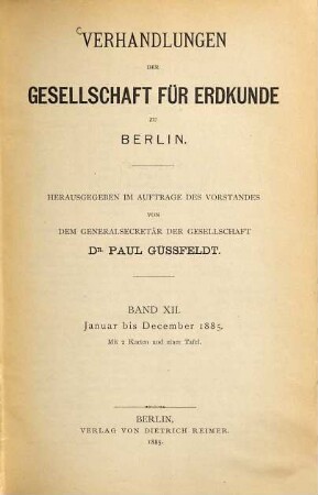 Verhandlungen. 12. 1885, Jan. - Dez.