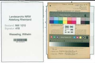 Entnazifizierung Wilhelm Wesseling , geb. 13.05.1898 (Dentist)