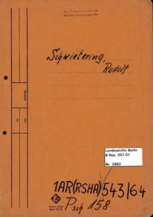 Personenheft Rudolf Schwietering (*01.01.1912), SS-Hauptsturmführer