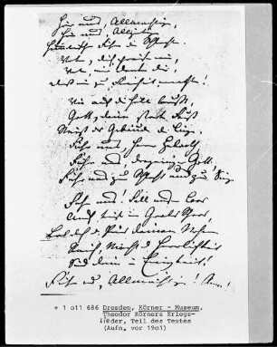 Theodor Körners Kriegslieder, Teil des Textes