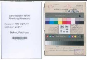 Entnazifizierung Ferdinand Stelloh , geb. 29.01.1899 (Stadtsekretaer)