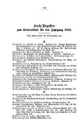 Sach-Register zum Centralblatt für den Jahrgang 1889
