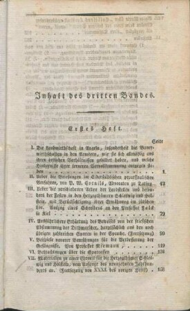 Inhalt des dritten Bandes.