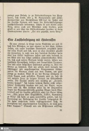 Eine Lauschebesteigung mit Hindernissen
