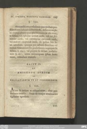 Caput II. De Amissione Iurium Et Obligationum Ut Et Possessionis.