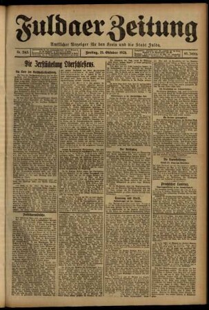 Ausgabe vom Freitag, den 21. Oktober 1921.