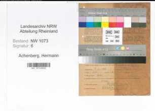 Entnazifizierung Hermann Achenberg , geb. 09.02.1885 (Schlosser)