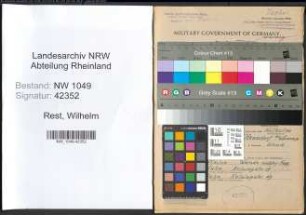 Entnazifizierung Wilhelm Rest , geb. 23.09.1894 (Techniker)