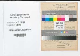 Entnazifizierung Eberhard Diepenbrock , geb. 21.08.1857 (Kriegsrat)