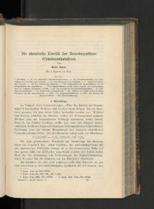Die chemische Kinetik der Benzoinsynthes (Cyanionenkatalyse)