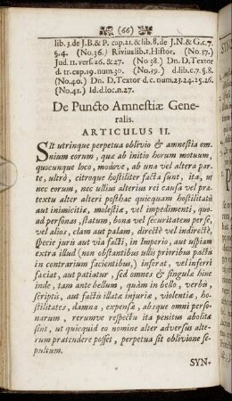 Articulus II. De Puncto Amnestiae Generalis