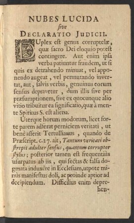 Nubes Lucida sive Declaratio Judicii. § 1 - 4