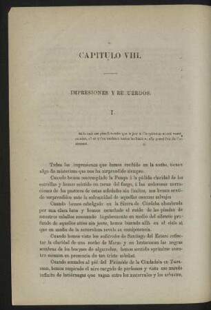 Capitulo VIII. - Impresiones y recuerdos
