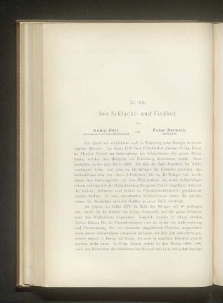 XI. XII. Der Schlacht- und Viehhof