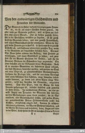Von den auswärtigen Geschwistern und Freunden der Gemeinde