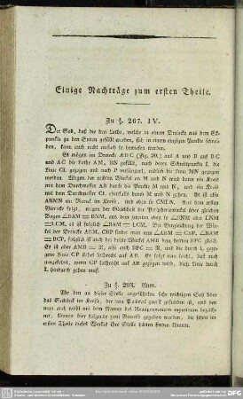 Einige Nachträge zum ersten Theile