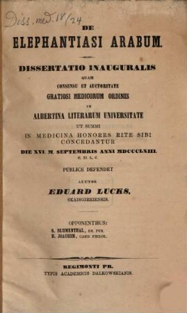 De Elephantiasi Arabum : Diss. inaug