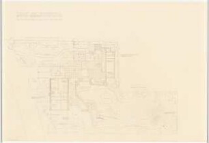 Garten Dr. Schönwald, Dormagen: Grundriss Erdgeschoss des Wohnhauses mit Gartenplan 1:100