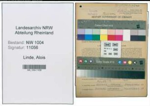 Entnazifizierung Alois Van Der Linde , geb. 15.06.1899 (Wagenmeister)