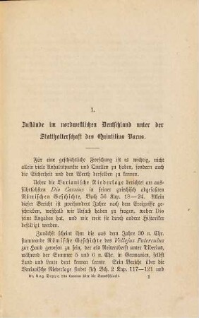 Des Dio Cassius Bericht über die Varusschlacht verglichen mit den übrigen Geschichtsquellen